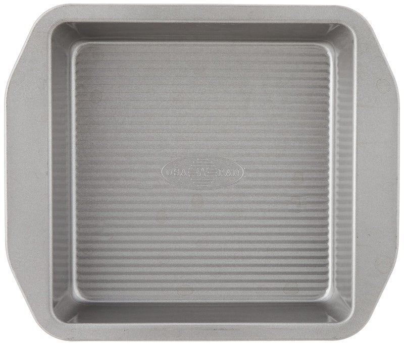 يو اس أيه بان USA Pan 1120BW-3-ABC-1 أدوات الخبز الأمريكية الكلاسيكية مقاس 8 بوصة للكيك المربع ووعاء البراوني المصنوع من الفولاذ المطلي بالألمنيوم - Image 2